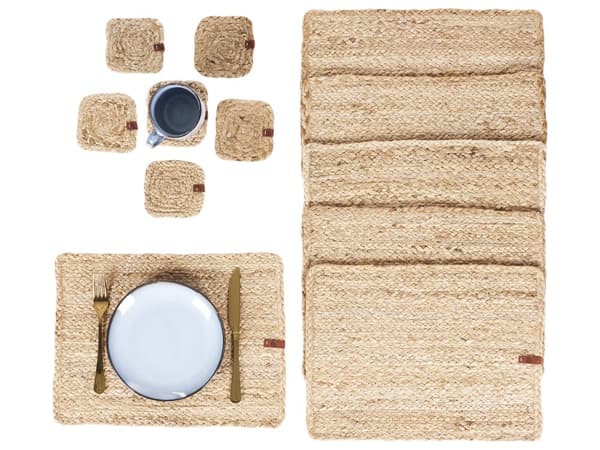 Sett med 12 Bordbrikker Dekkbrikker Naturlig Jute 30 x 40/10 x 10 cm Håndlaget Hjemmeinnredning Spisestue Boho