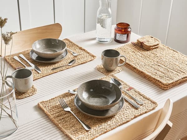 Sett med 12 Bordbrikker Dekkbrikker Naturlig Jute 30 x 40/10 x 10 cm Håndlaget Hjemmeinnredning Spisestue Boho
