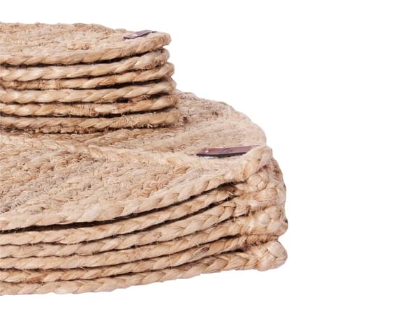 Sett med 12 Bordskånere og Underlag i Naturlig Jute 30x40/10x15 cm Håndlaget Boho Stil Hjemmeinnredning Spisestue Kjøkken