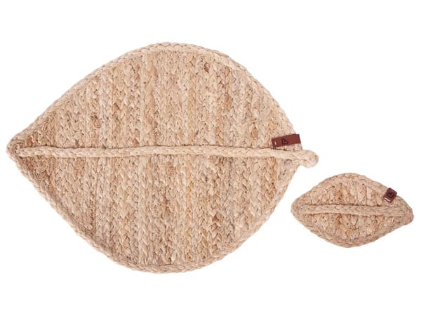 Sett med 12 Bordskånere og Underlag i Naturlig Jute 30x40/10x15 cm Håndlaget Boho Stil Hjemmeinnredning Spisestue Kjøkken