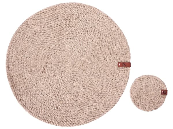 Sett med 12 Bordskånere og Underlag i Naturlig Jute 35/10 cm Håndlaget Boho Style Home Dekor Spisestue Kjøkken