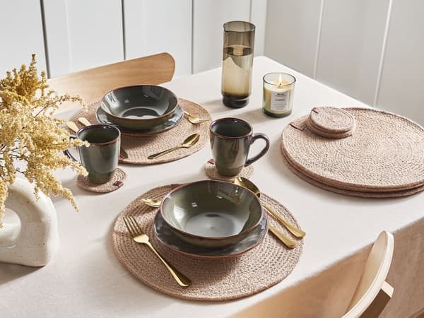 Sett med 12 Bordbrikker Dekkbrikker Naturlig Jute 35/10 cm Håndlaget Hjemmeinnredning Spisestue Boho