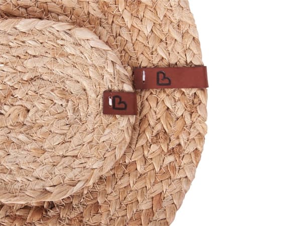 Sett med 12 spisebrikker og glassbrikker Natur Jute 30 x 40/10 x 12 cm Oval form Håndlaget Bohemsk stil Bordtekstiler Spisestue Kjøkken