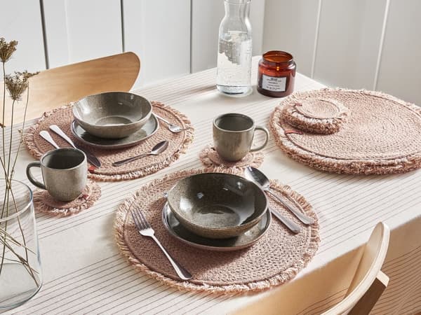 Bordstabletter och Underlägg 12 st Naturligt Jute 35/10 cm Handgjorda Boho Stil Heminredning Matrum Kök