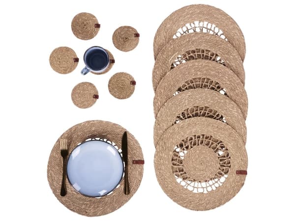 Bordstabletter och Underlägg 12 st Naturligt Sjögräs 35/10 cm Handgjorda Boho Stil Heminredning Matrum Kök