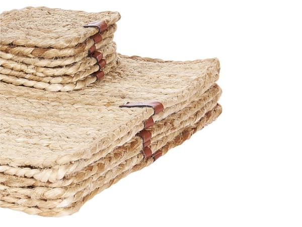 Sæt med 12 dækkeservietter og bordskånere i naturlig jute 30 x 40/10 x 10 cm Håndlavet Boho Style Home Decor Dining Room Kitchen