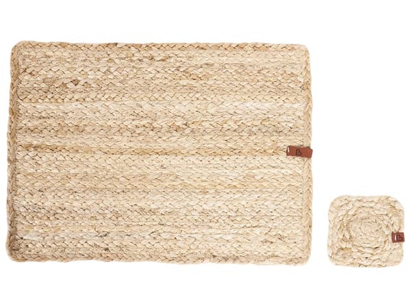 Sæt med 12 dækkeservietter og bordskånere i naturlig jute 30 x 40/10 x 10 cm Håndlavet Boho Style Home Decor Dining Room Kitchen