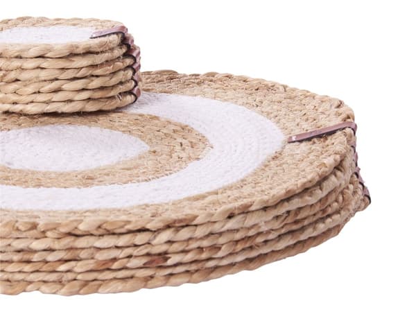 Sæt med 12 dækkeservietter og bordskånere i naturlig jute og bomuld 35/10 cm håndlavede bordskånere til tallerkener og glas boho køkken spisestue