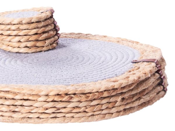 Sæt med 12 dækkeservietter og bordskånere i grå og naturlig jute og bomuld 35/10 cm Håndlavet Boho Style Home Decor Dining Room Kitchen