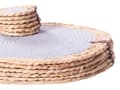 Miniatyrbillede 6 af 6: Sæt med 12 dækkeservietter og bordskånere i grå og naturlig jute og bomuld 35/10 cm Håndlavet Boho Style Home Decor Dining Room Kitchen