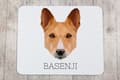 Pikkukuva 3 / 4: Basenji, Basenji, Kongon koira - geometrinen alusta, jossa on valokuva ja merkintä Art-Dog-hiirelle