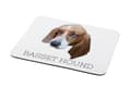 Miniatyrbild 2 av 4: Basset Hound - en geometrisk dyna med ett foto och en inskription för Art-Dog-musen