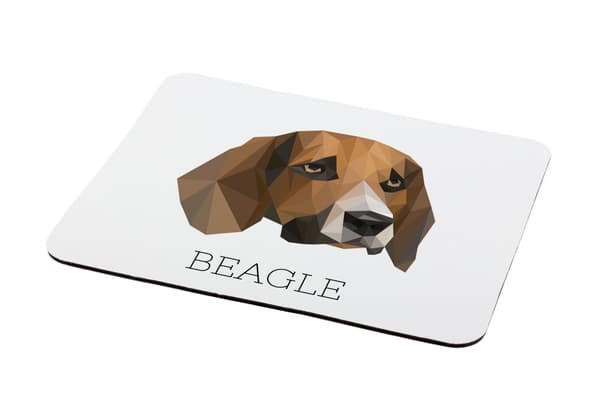 Beagle - en geometrisk dyna med ett foto och en inskription för Art-Dog-musen