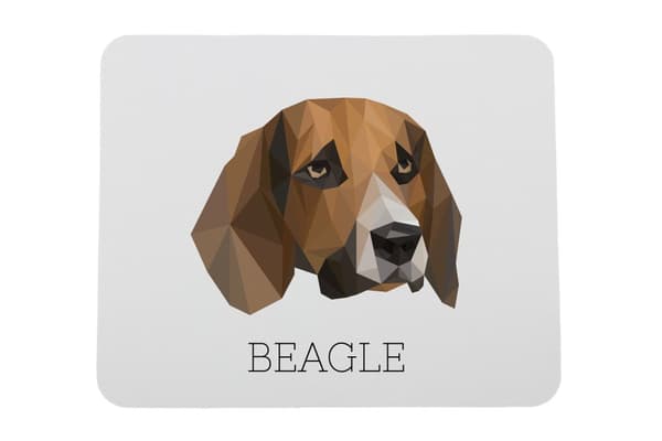 Beagle - en geometrisk dyna med ett foto och en inskription för Art-Dog-musen