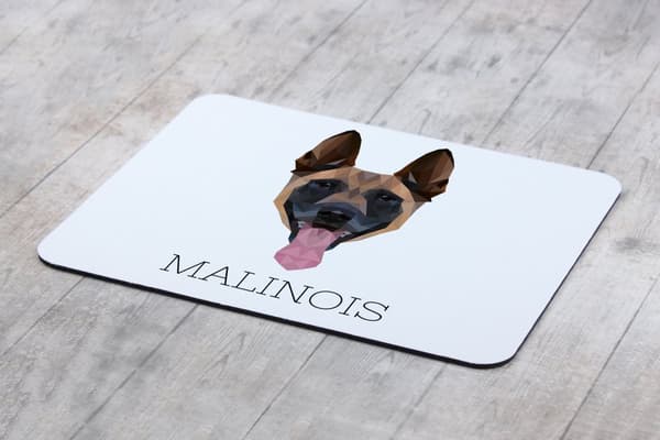 Malinois Belgian Shepherd - geometrisk dyna med ett foto och inskription för Art-Dog-musen