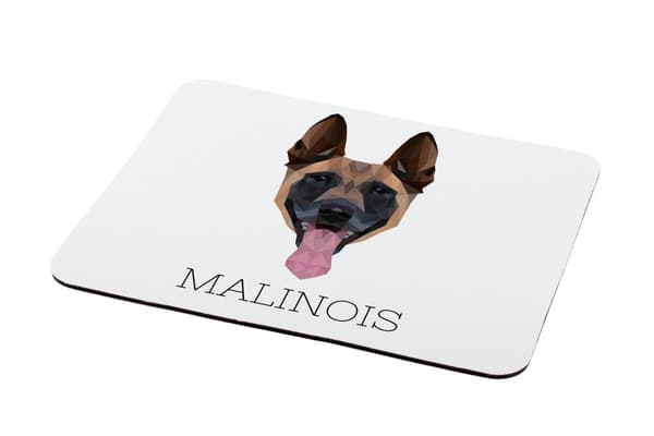 Malinois Belgian Shepherd - geometrisk dyna med ett foto och inskription för Art-Dog-musen