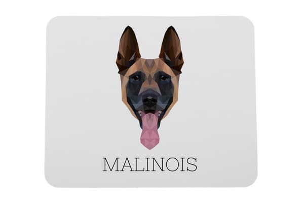 Malinois Belgian Shepherd - geometrisk dyna med ett foto och inskription för Art-Dog-musen