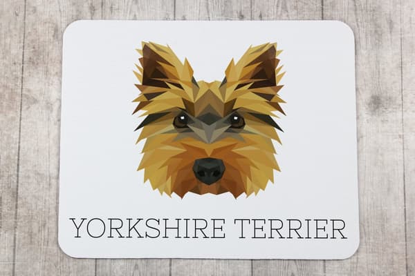 Yorkshire Terrier, York, York, Yorkie - geometrisk dyna med ett foto och inskription för Art-Dog-musen