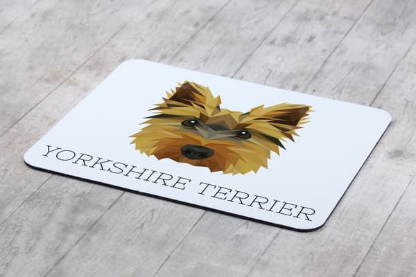 Yorkshire Terrier, York, York, Yorkie - geometrisk dyna med ett foto och inskription för Art-Dog-musen