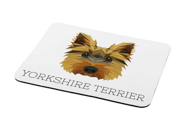 Yorkshire Terrier, York, York, Yorkie - geometrisk dyna med ett foto och inskription för Art-Dog-musen