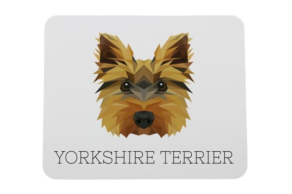 Yorkshire Terrier, York, York, Yorkie - geometrisk dyna med ett foto och inskription för Art-Dog-musen