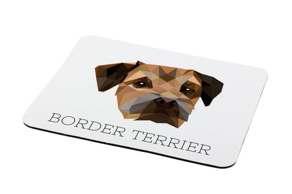 Border Terrier - geometrinen alusta, jossa on valokuva ja kirjoitus Art-Dog-hiirelle