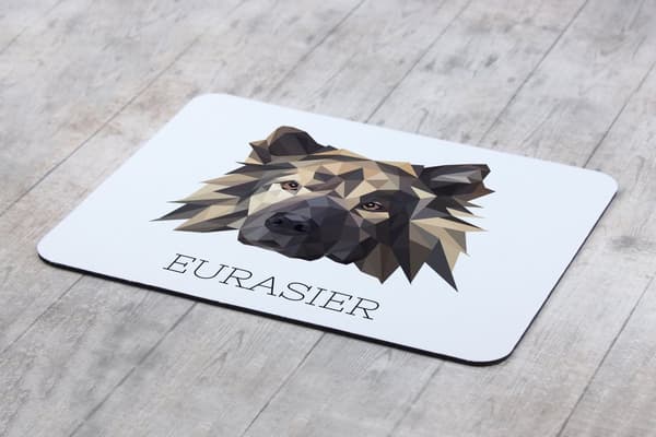 Eurasier, Eurasian - geometrinen alusta, jossa on valokuva ja merkintä Art-Dog-hiirelle