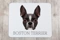 Miniatyrbild 3 av 4: Boston Terrier, Boston Bull Terrier - en geometrisk dyna med ett foto och en inskription för Art-Dog-musen