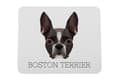 Miniatyrbild 1 av 4: Boston Terrier, Boston Bull Terrier - en geometrisk dyna med ett foto och en inskription för Art-Dog-musen