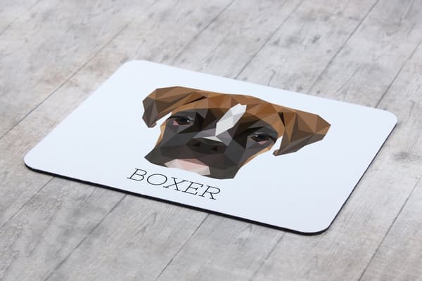 Boxer, Boxer III - en geometrisk dyna med ett foto och en inskription för Art-Dog-musen