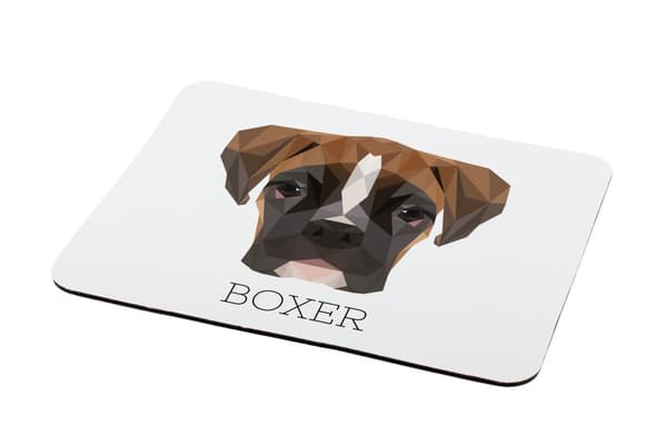 Boxer, Boxer III - en geometrisk dyna med ett foto och en inskription för Art-Dog-musen