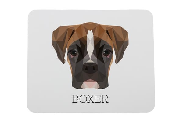 Boxer, Boxer III - en geometrisk dyna med ett foto och en inskription för Art-Dog-musen