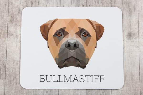 Bullmastiff, Bulmastiff - geometrisk dyna med ett foto och inskription för Art-Dog-musen