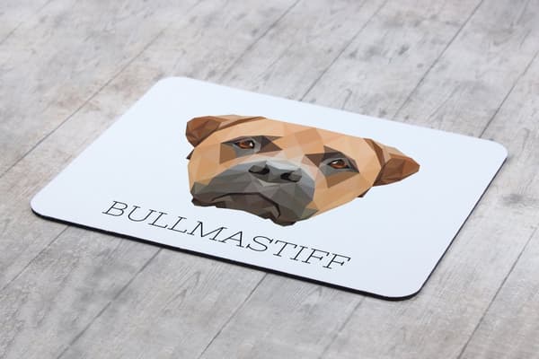 Bullmastiff, Bulmastiff - geometrisk dyna med ett foto och inskription för Art-Dog-musen