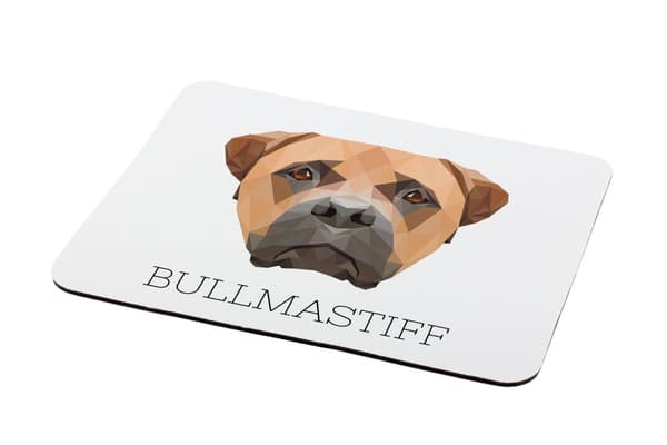 Bullmastiff, Bulmastiff - geometrisk dyna med ett foto och inskription för Art-Dog-musen