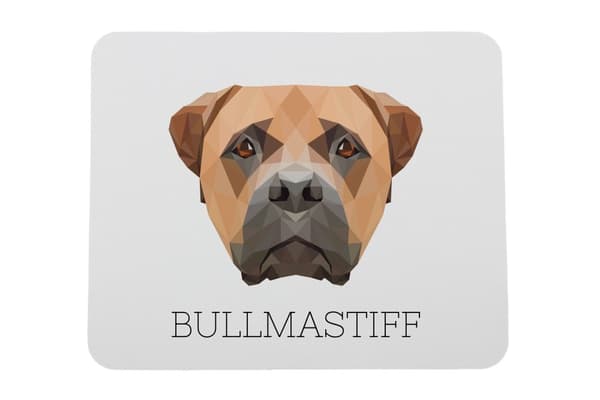 Bullmastiff, Bulmastiff - geometrisk dyna med ett foto och inskription för Art-Dog-musen