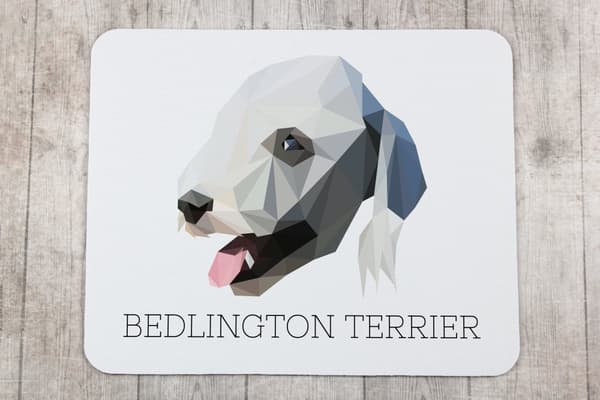 Bedlington Terrier, Rothbury Terrier - geometrisk musmatta med foto och inskription Art-Dog