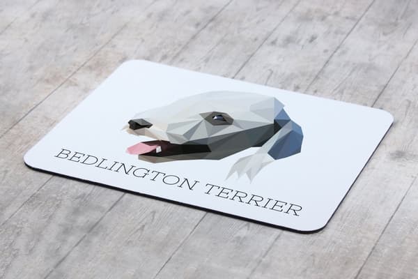Bedlington Terrier, Rothbury Terrier - geometrisk musmatta med foto och inskription Art-Dog