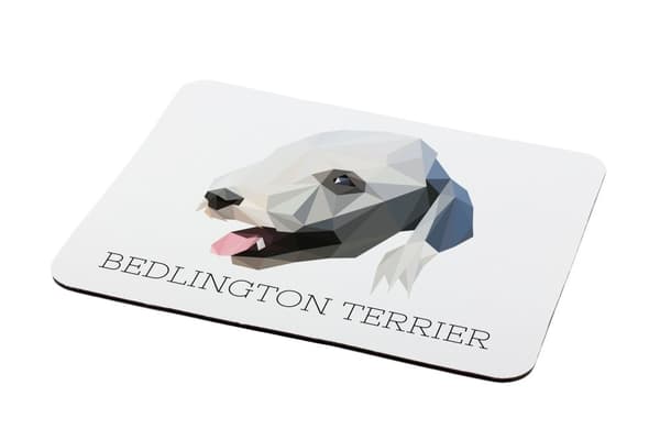 Bedlington Terrier, Rothbury Terrier - geometrisk musmatta med foto och inskription Art-Dog