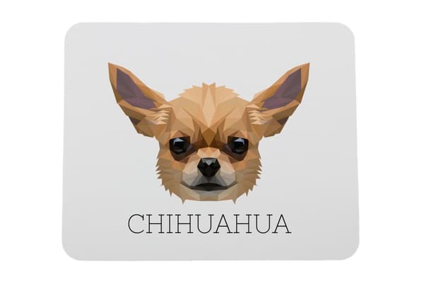 Korthåret Chihuahua - geometrisk pude med foto og inskription til Art-Dog-musen