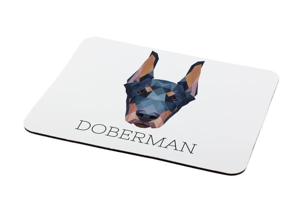Doberman, Dobermann I - geometrisk dyna med foto och inskription för Art-Dog-musen