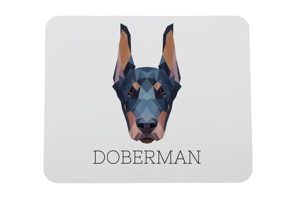 Doberman, Dobermann I - geometrisk dyna med foto och inskription för Art-Dog-musen