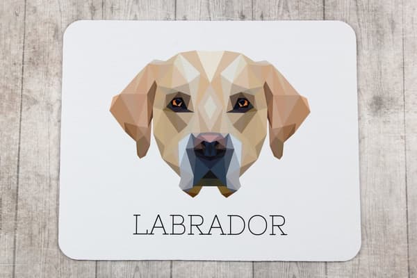Labrador Retriever - en geometrisk dyna med ett foto och en inskription för Art-Dog-musen