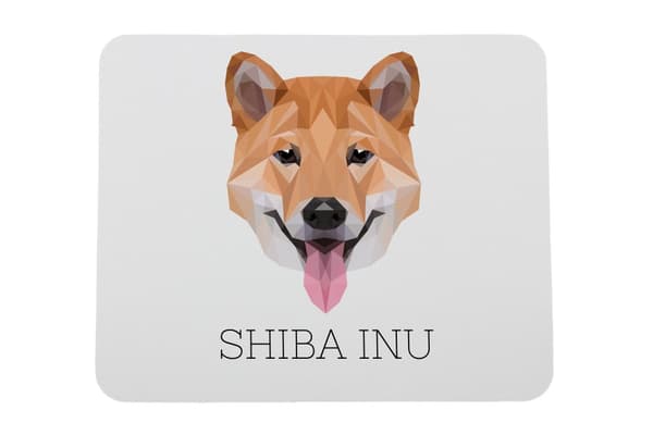 Shiba Inu - en geometrisk dyna med ett foto och en inskription för Art-Dog-musen