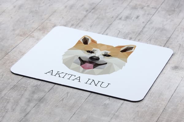 Akita, Akita Inu - en geometrisk dyna med ett foto och en inskription för Art-Dog-musen