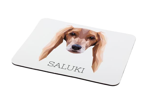 Persianvinttikoira, Saluki - geometrinen alusta, jossa on valokuva ja merkintä Art-Dog-hiirelle