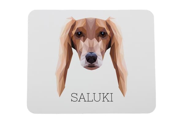 Persisk vinthund, Saluki - geometrisk dyna med ett foto och inskription för Art-Dog-musen