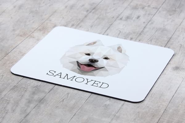 Samoyed, Samoyed, Samoyedskaja - geometrisk dyna med foto och inskription för Art-Dog-musen
