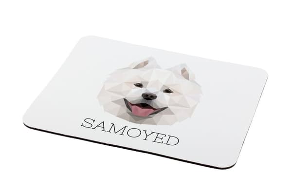Samoyed, Samoyed, Samoyedskaja - geometrisk dyna med foto och inskription för Art-Dog-musen