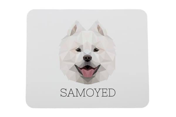 Samoyed, Samoyed, Samoyedskaja - geometrisk dyna med foto och inskription för Art-Dog-musen